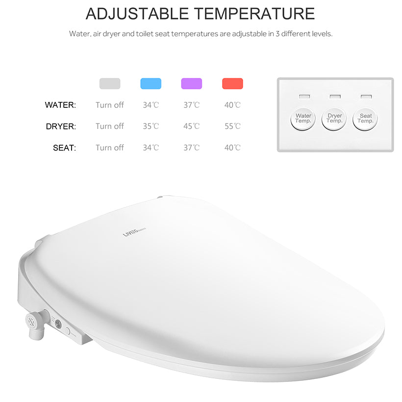 Electronic Bidet Toilet Seat, Instantaneous Water Heating, Heated Seat, Elongated - LIVINGbasics®