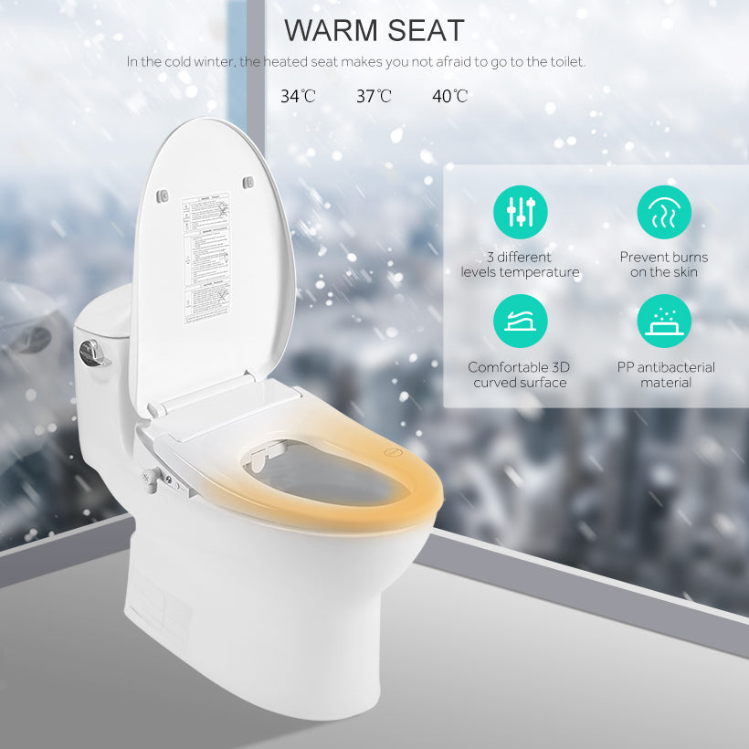 Electronic Bidet Toilet Seat, Instantaneous Water Heating, Heated Seat, Elongated - LIVINGbasics®