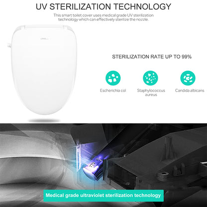 Electronic Bidet Toilet Seat, Instantaneous Water Heating, Heated Seat, Elongated - LIVINGbasics®