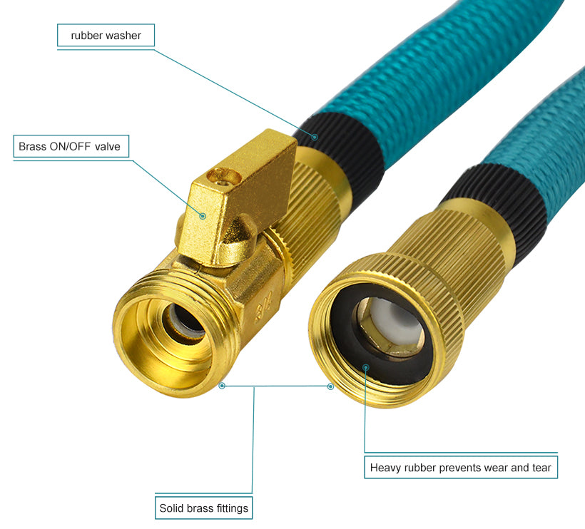 Strongest Expandable Garden Hose With Solid Brass Connector, Expand Up To 25FT, Black - Yardlab™