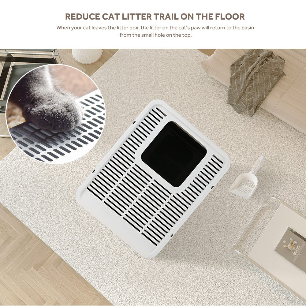 Top-Entry Litter Box, Foldable Large Cat Litter Box With Lid & Scoop - LIVINGbasics®
