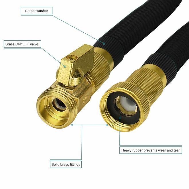 Strongest Expandable Garden Hose With Solid Brass Connector, Expand Up To 25FT, Black - Yardlab™