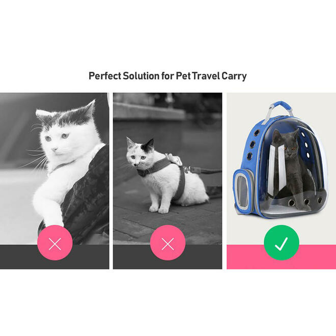 Pet Backpack Breathable Holes Pet Travel Carrier Backpack For Cats And Small Dogs - Only Blue Color