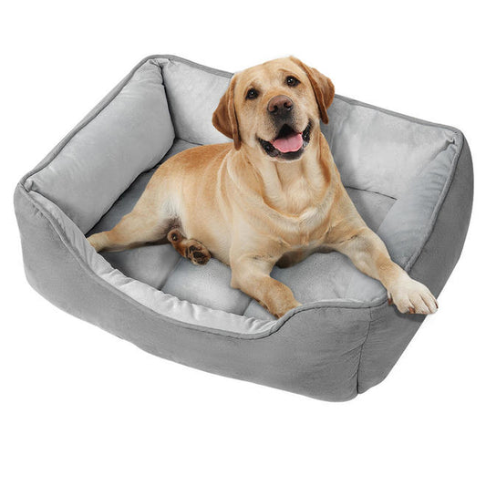 Pet Bed Suede Cover 100% Super-Soft Velvet Mattress, Light Gray, 32x24x10" - LIVINGbasics®