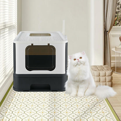 Top-Entry Litter Box, Foldable Large Cat Litter Box With Lid & Scoop - LIVINGbasics®