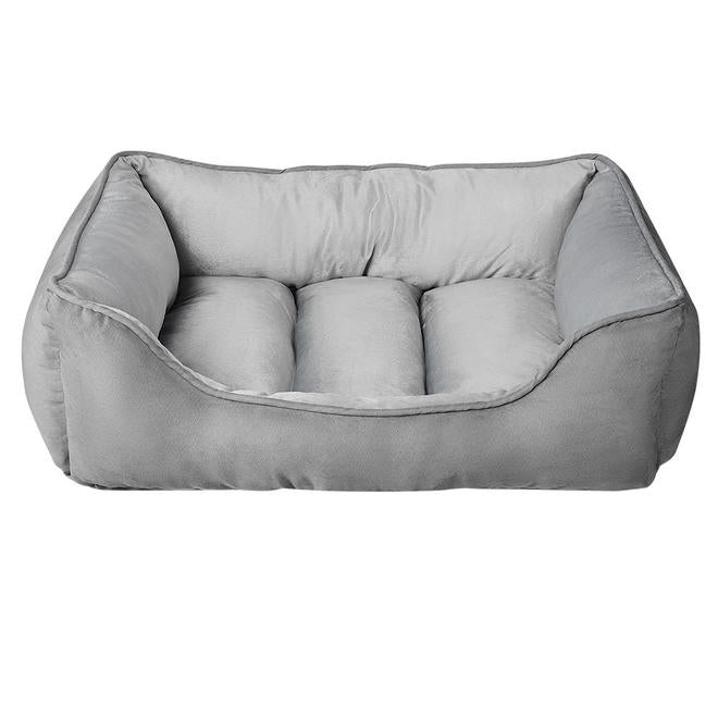 Pet Bed Suede Cover 100% Super-Soft Velvet Mattress, Light Gray, 32x24x10" - LIVINGbasics®