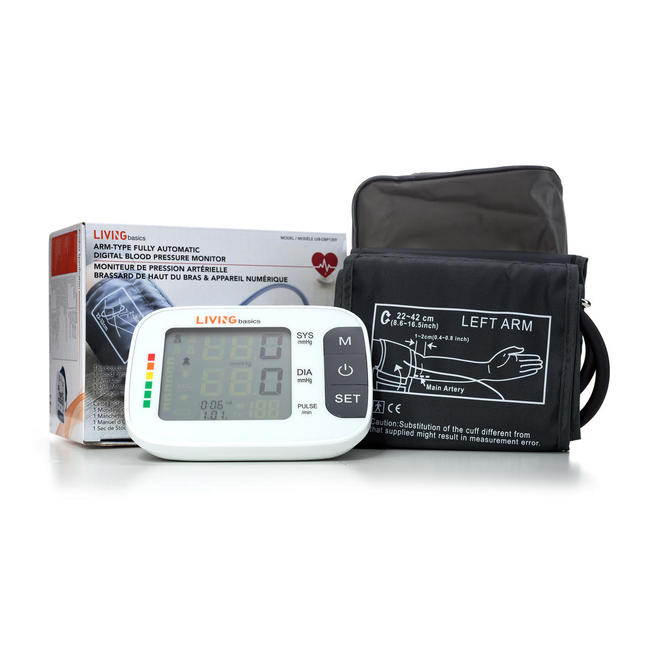 Blood Pressure Monitor Arm-Type Fully Automatic Digital LCD Screen With Big Buttons - LIVINGbasics®️