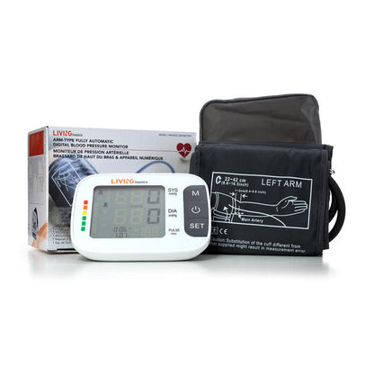 Blood Pressure Monitor Arm-Type Fully Automatic Digital LCD Screen With Big Buttons - LIVINGbasics®️