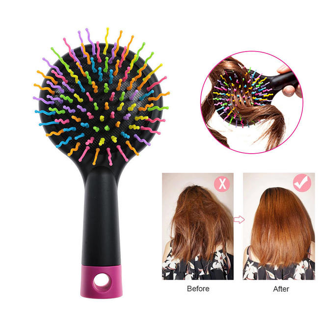Rainbow Volume Anti-Static Magic Hair Brush With Mirror - LIVINGbasics®