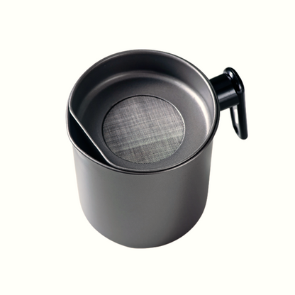 Capacity Oil Keeper Steel Grease Strainer Pot With Filter 1.7L Large - LIVINGbasics®