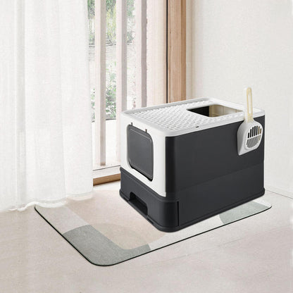 Top-Entry Litter Box, Foldable Large Cat Litter Box With Lid & Scoop - LIVINGbasics®