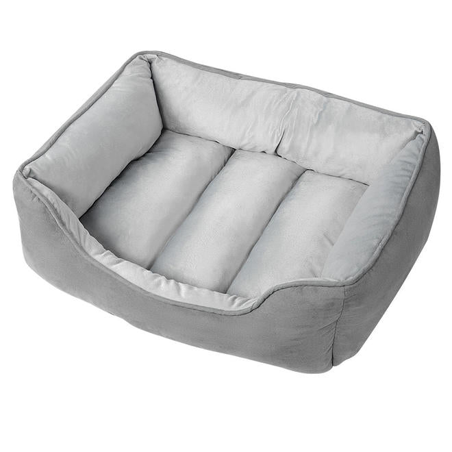 Pet Bed Suede Cover 100% Super-Soft Velvet Mattress, Light Gray, 32x24x10" - LIVINGbasics®