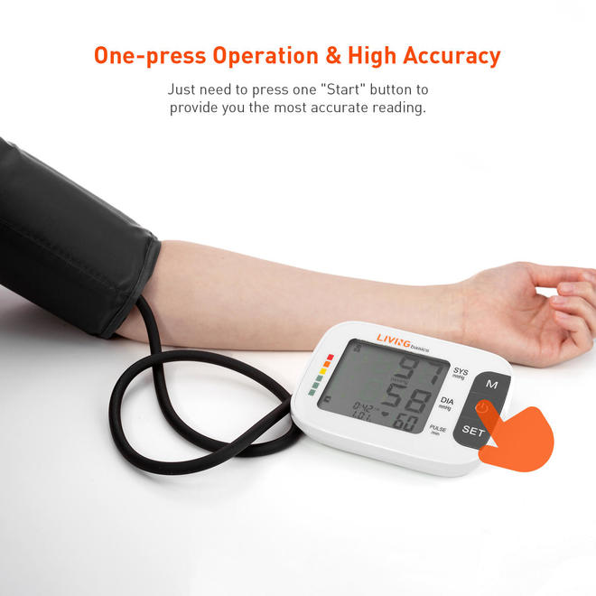 Blood Pressure Monitor Arm-Type Fully Automatic Digital LCD Screen With Big Buttons - LIVINGbasics®️