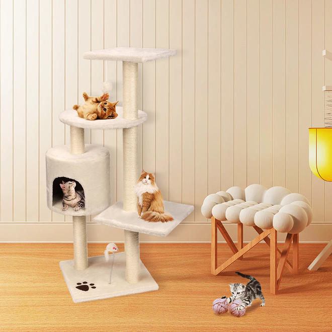 Cat Tree 44" Stability Scratching Multi Level Activity Center Kitty Condo Furniture - LIVINGbasics®