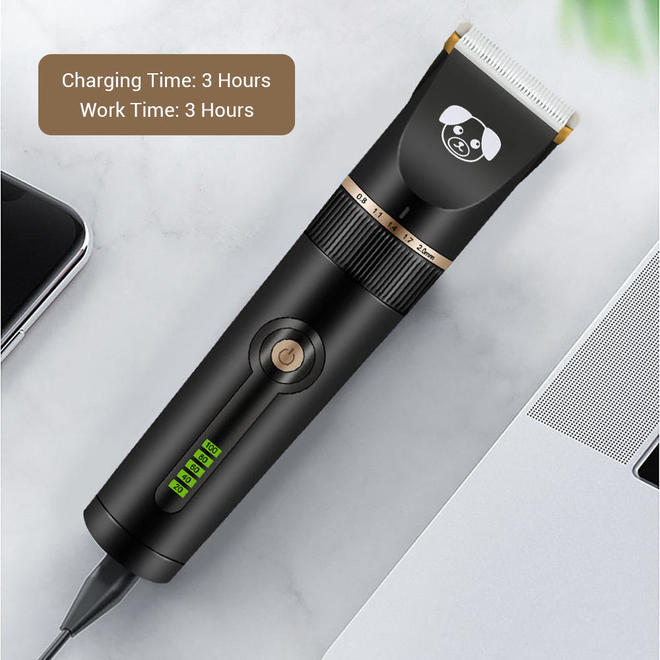 Professional Low Noise Rechargeable Cordless Pet Hair Clippers For Cat & Dog, Black - LIVINGbasics®