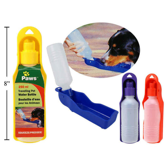 250ml Travelling Pet Water Bottle, Foldable Tank Drinking Design Dispenser, Send Randomly - Paws