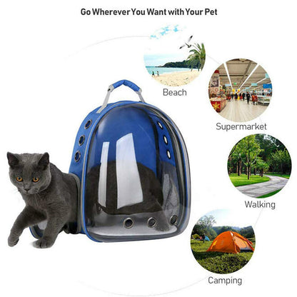 Pet Backpack Breathable Holes Pet Travel Carrier Backpack For Cats And Small Dogs - Only Blue Color