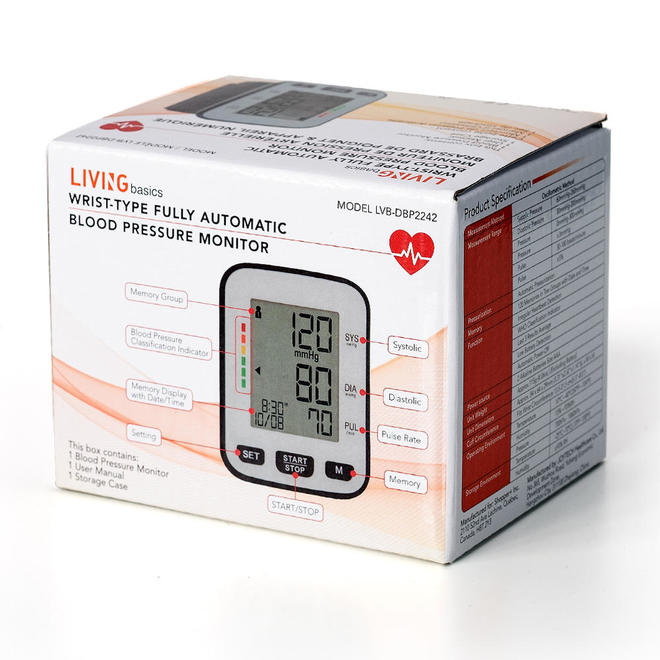 Wrist Digital Blood Pressure Monitor, Portable Automatic LCD Display - LIVINGbasics®