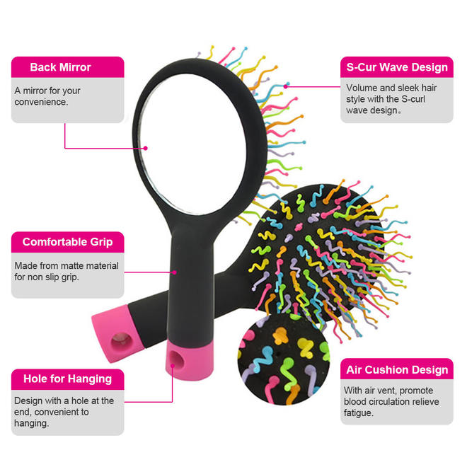 Rainbow Volume Anti-Static Magic Hair Brush With Mirror - LIVINGbasics®